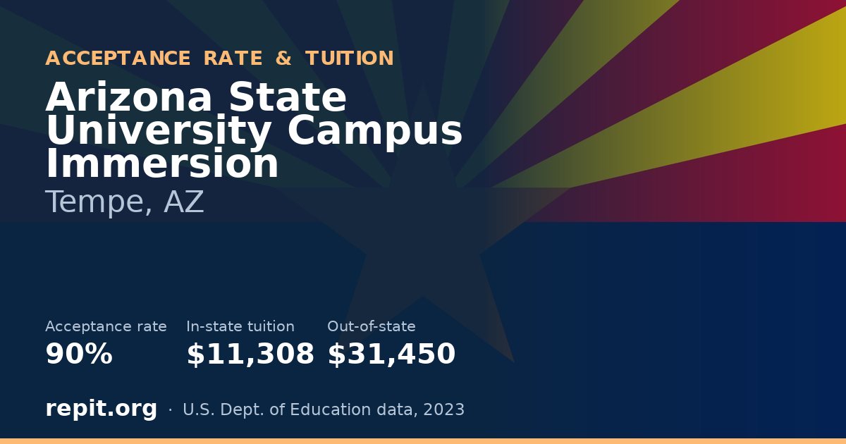Arizona State University Campus Immersion — acceptance rate 90%, tuition $11,308 in-state, $31,450 out-of-state