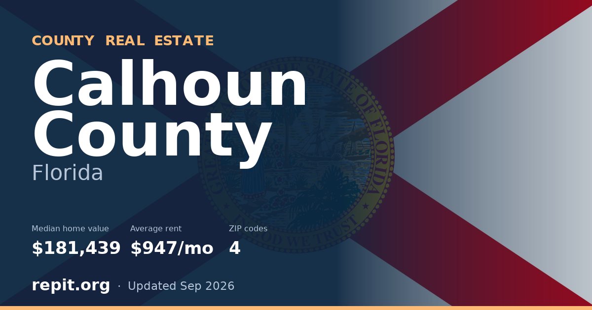 Calhoun County, FL real estate — median home value $181,439, average rent $947/mo