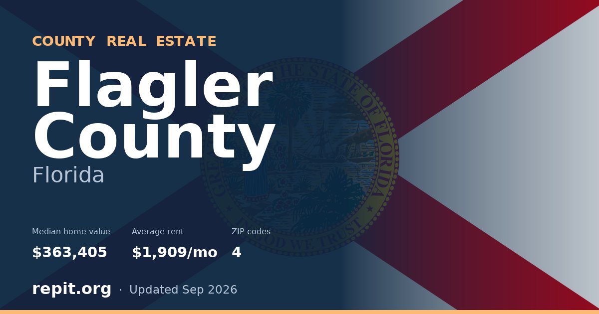 Flagler County, FL real estate — median home value $363,405, average rent $1,909/mo