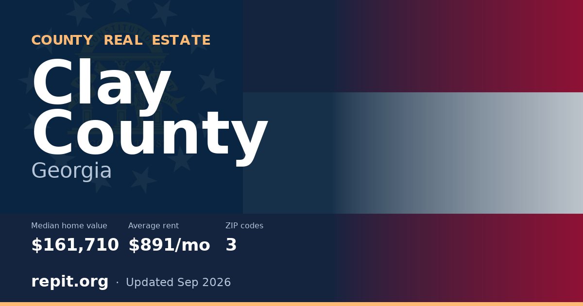Clay County, GA real estate — median home value $161,710, average rent $891/mo