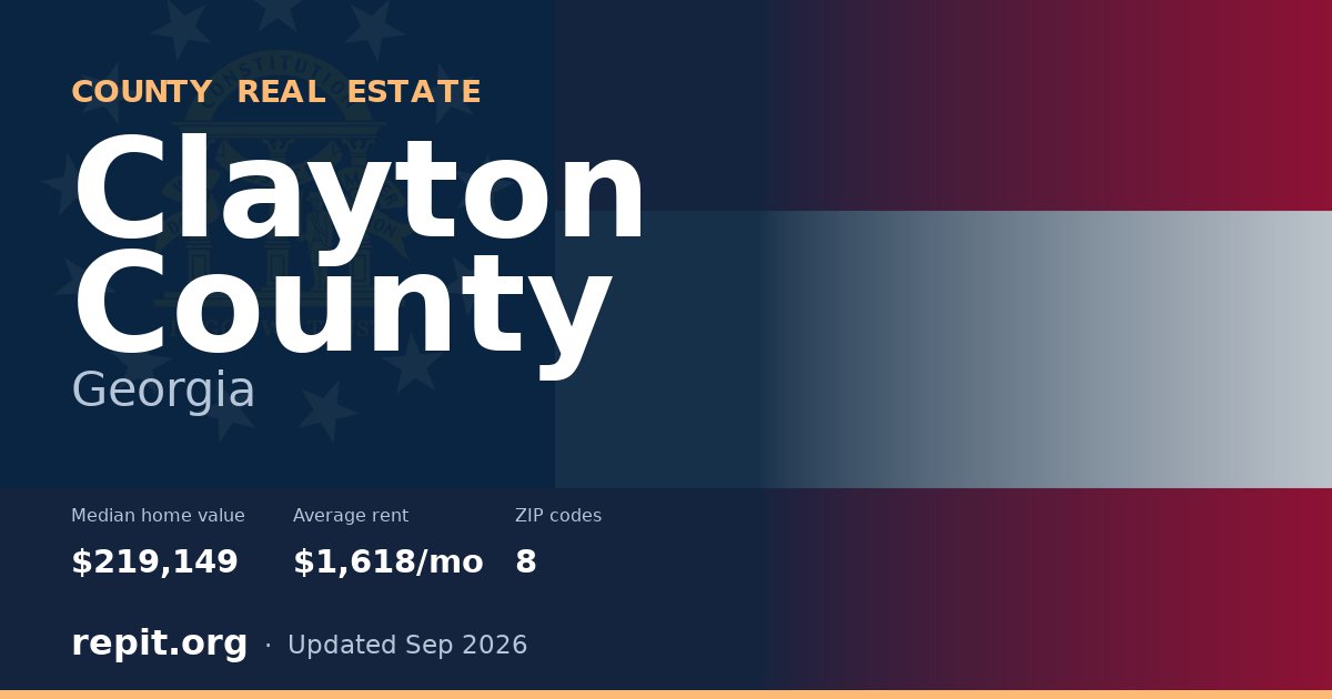Clayton County, GA real estate — median home value $219,149, average rent $1,618/mo