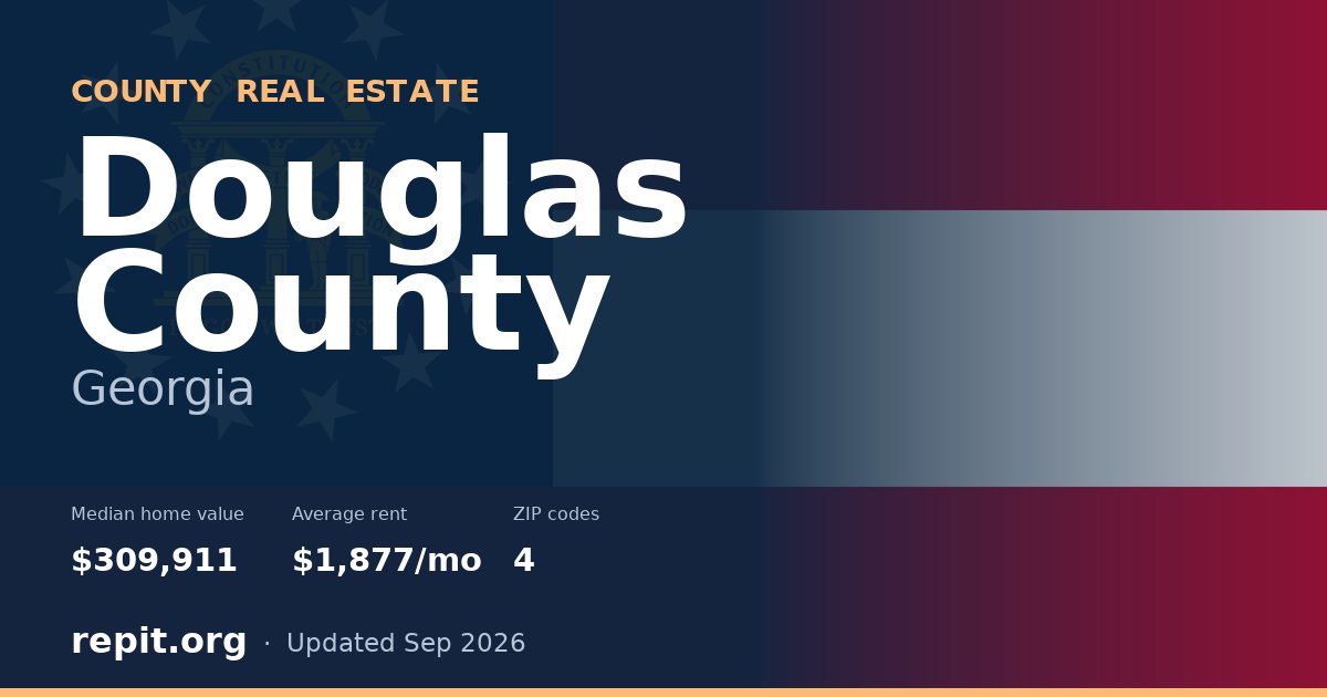 Douglas County, GA real estate — median home value $309,911, average rent $1,877/mo