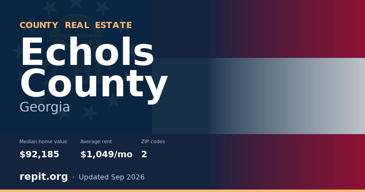Echols County, GA real estate — median home value $92,185, average rent $1,049/mo