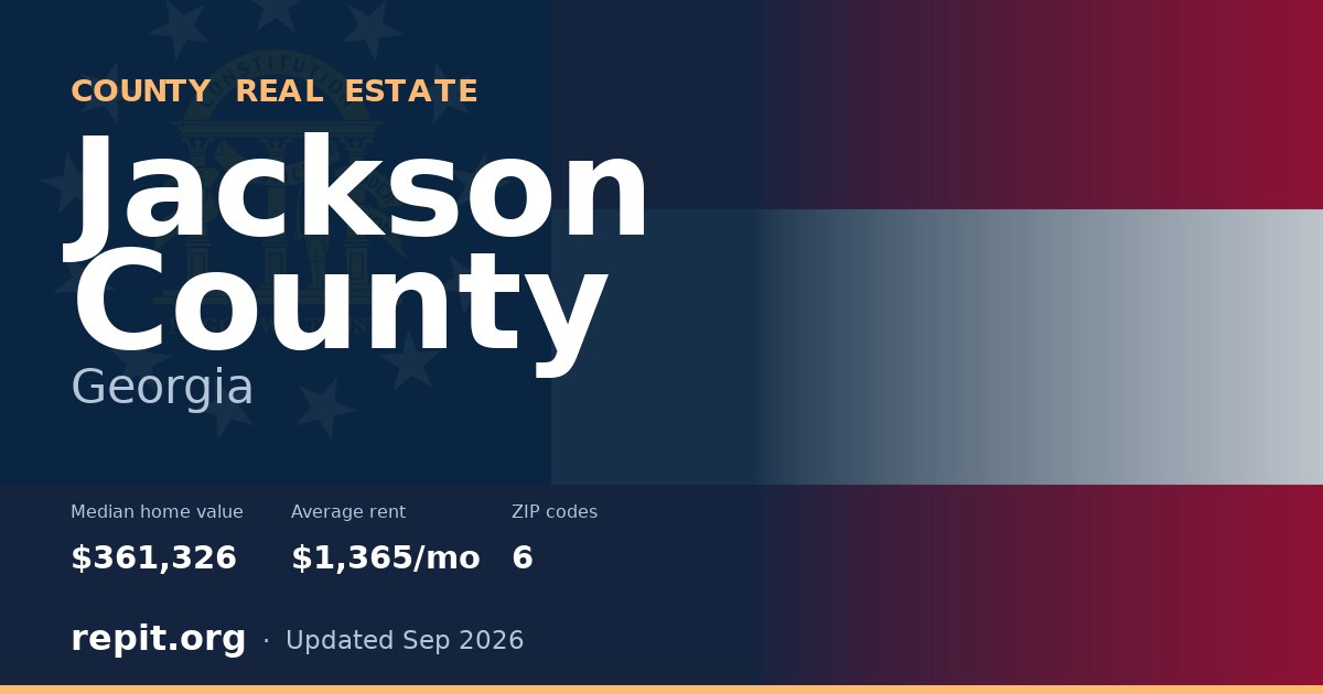 Jackson County, GA real estate — median home value $361,326, average rent $1,365/mo