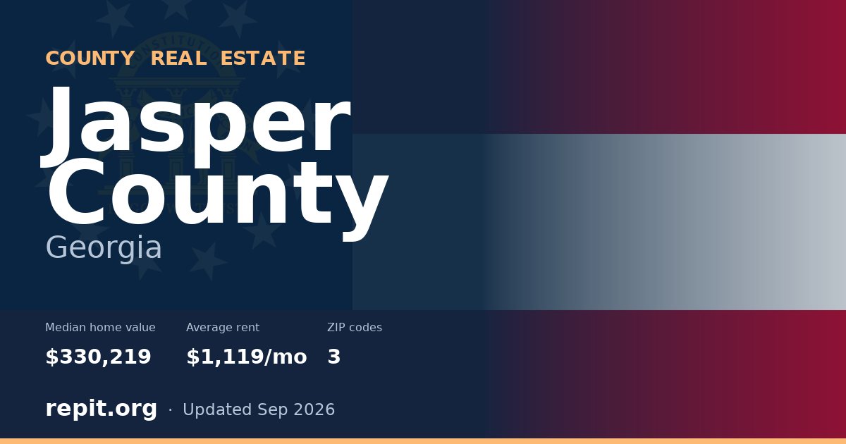 Jasper County, GA real estate — median home value $330,219, average rent $1,119/mo