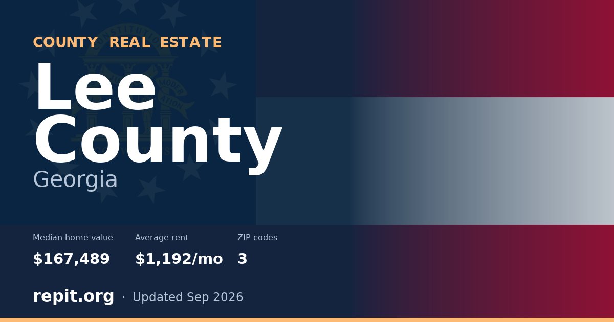 Lee County, GA real estate — median home value $167,489, average rent $1,192/mo
