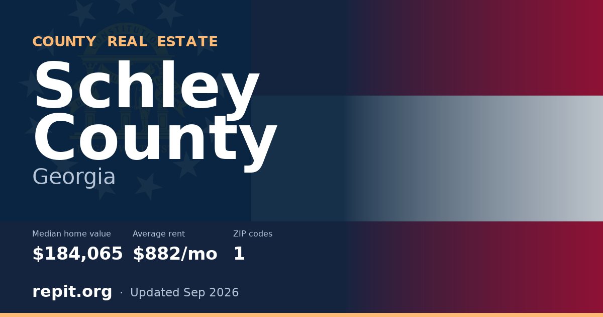 Schley County, GA real estate — median home value $184,065, average rent $882/mo