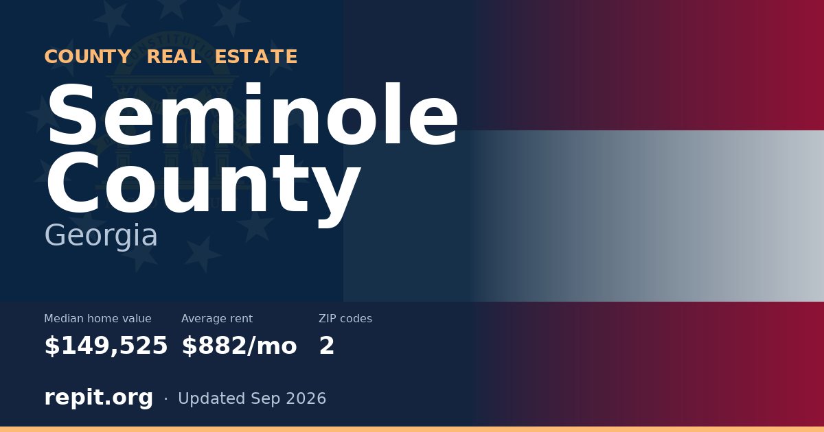 Seminole County, GA real estate — median home value $149,525, average rent $882/mo