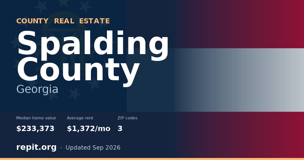 Spalding County, GA real estate — median home value $233,373, average rent $1,372/mo