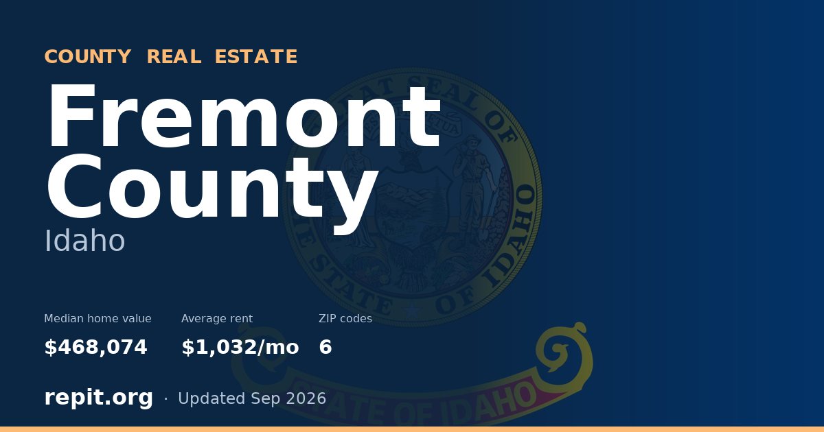 Fremont County, ID real estate — median home value $468,074, average rent $1,032/mo