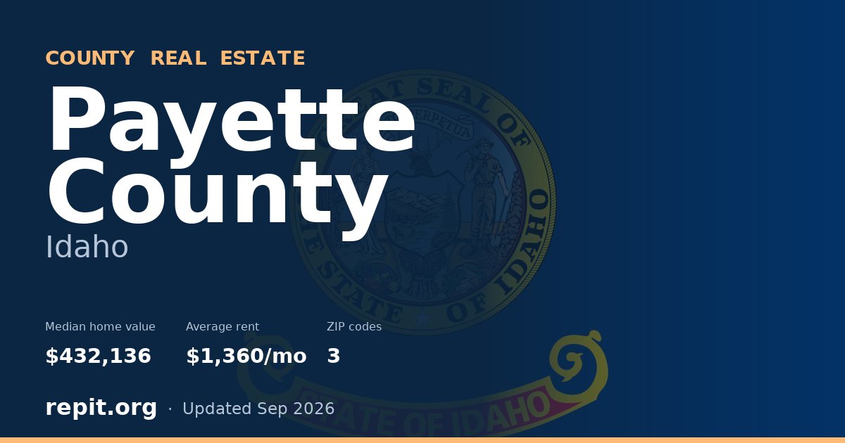 Payette County, ID real estate — median home value $432,136, average rent $1,360/mo