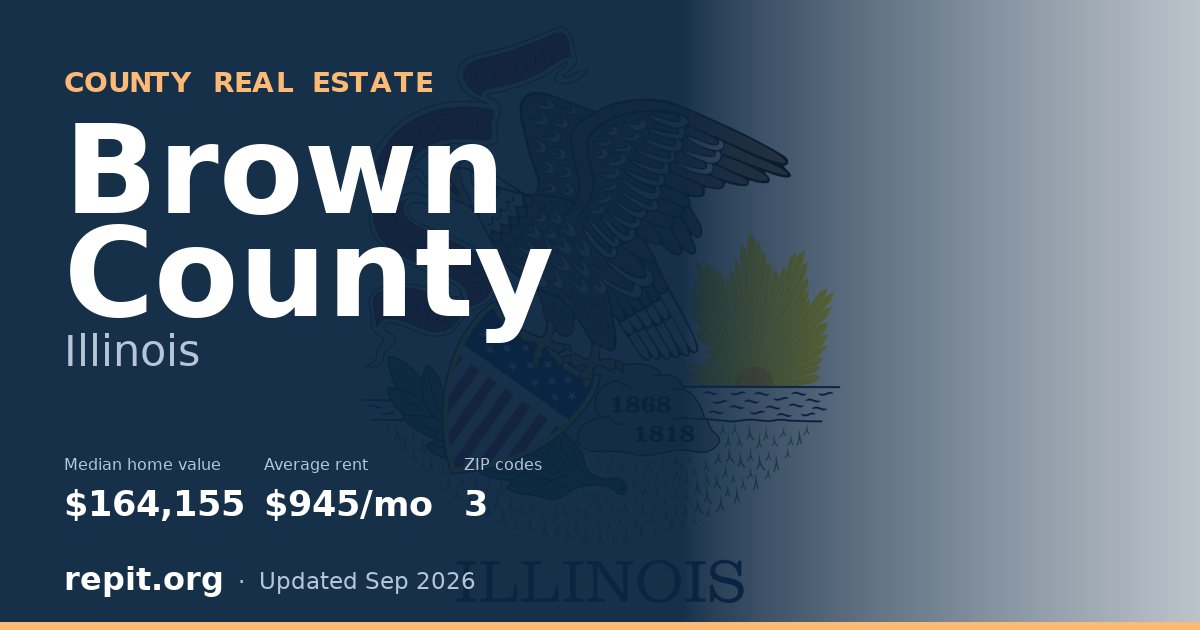 Brown County, IL real estate — median home value $164,155, average rent $945/mo