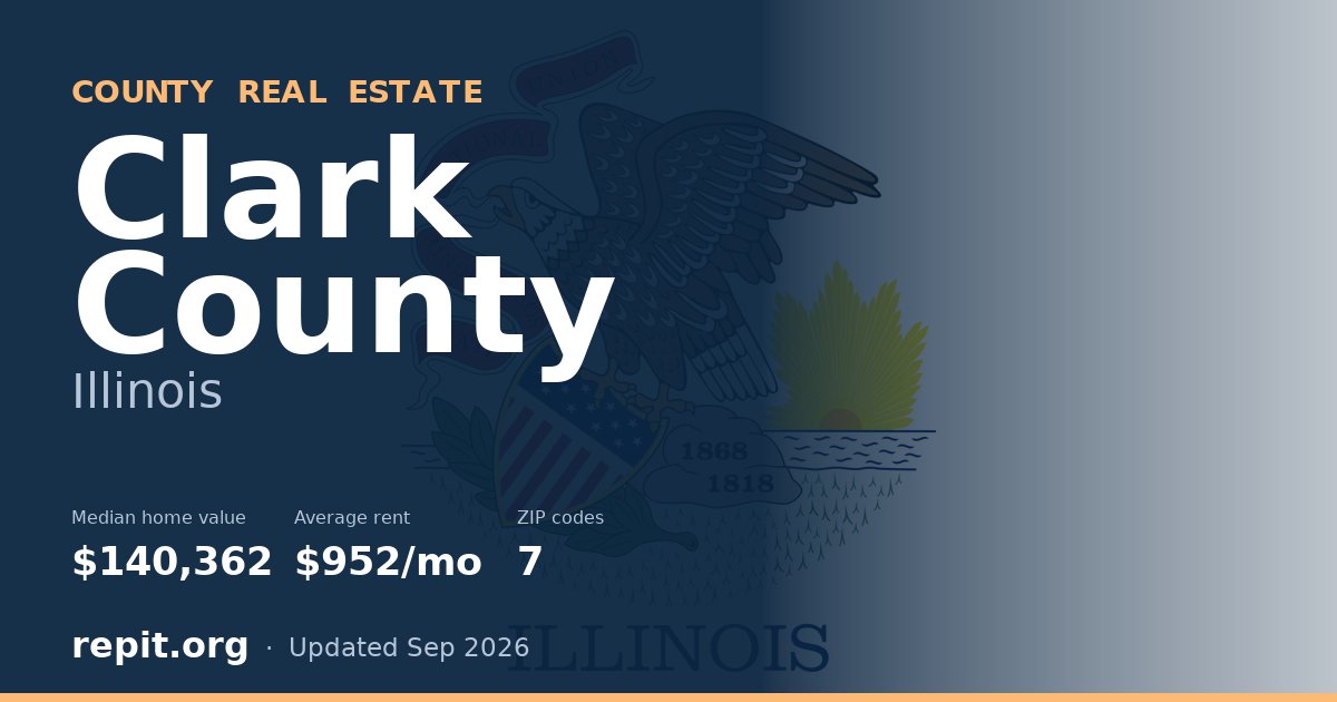 Clark County, IL real estate — median home value $140,362, average rent $952/mo