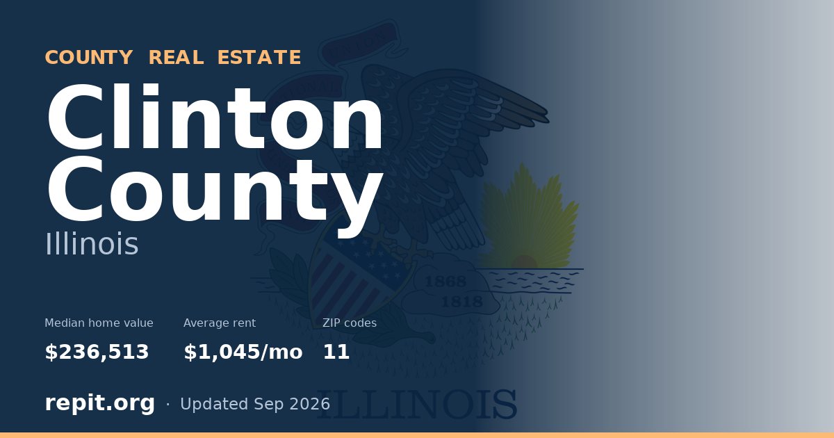 Clinton County, IL real estate — median home value $236,513, average rent $1,045/mo
