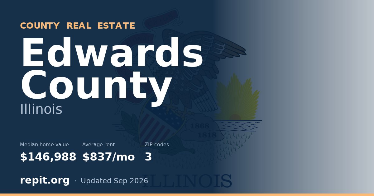 Edwards County, IL real estate — median home value $146,988, average rent $837/mo