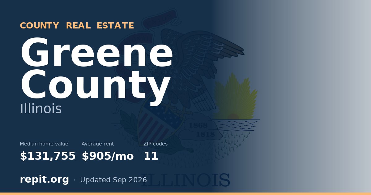 Greene County, IL real estate — median home value $131,755, average rent $905/mo