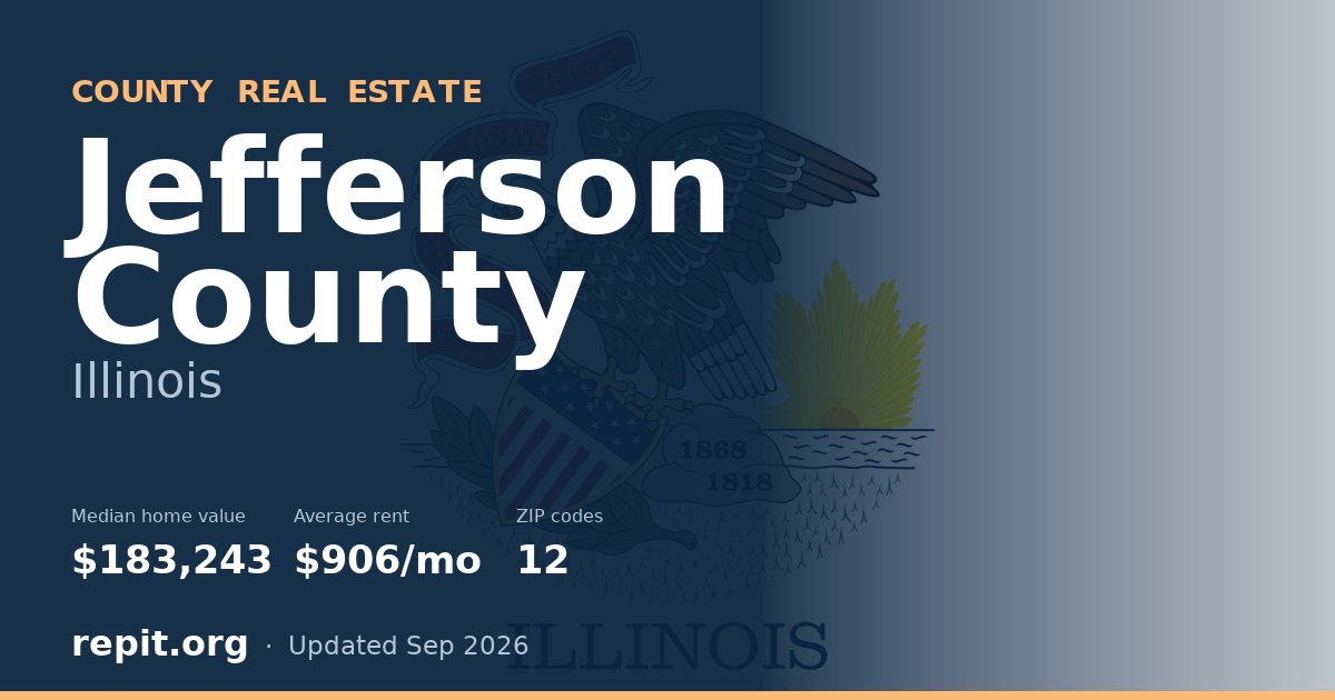 Jefferson County, IL real estate — median home value $183,243, average rent $906/mo