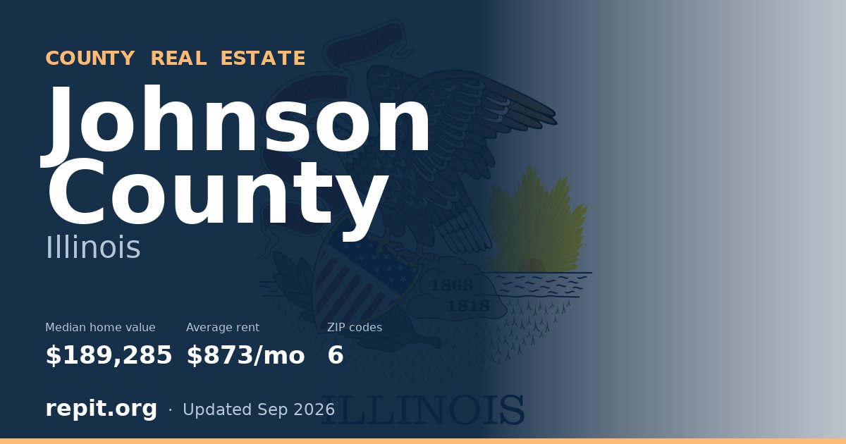 Johnson County, IL real estate — median home value $189,285, average rent $873/mo
