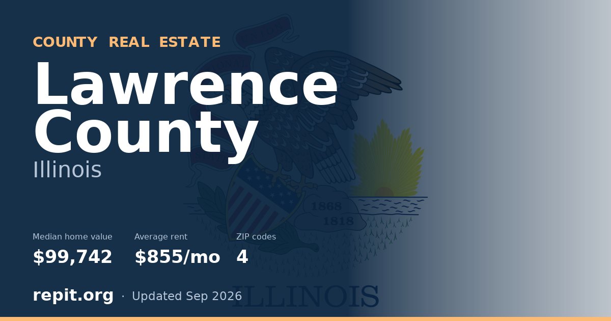 Lawrence County, IL real estate — median home value $99,742, average rent $855/mo