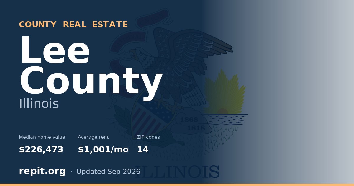 Lee County, IL real estate — median home value $226,473, average rent $1,001/mo