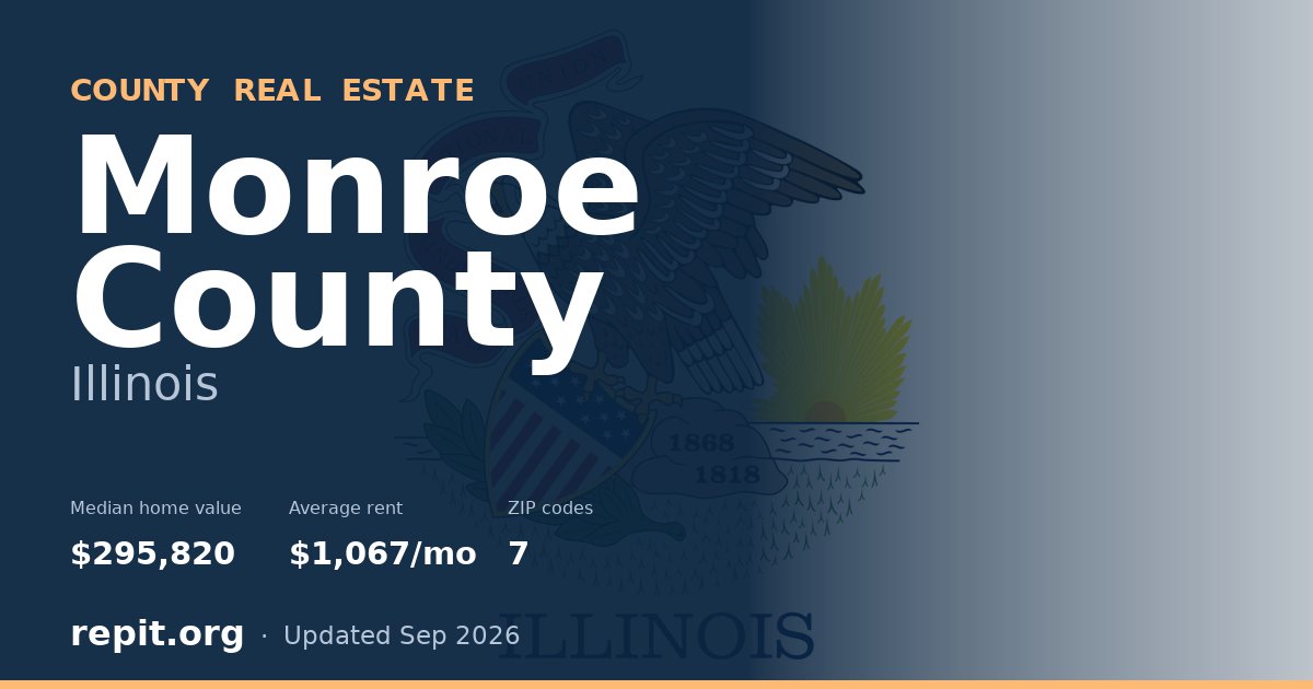 Monroe County, IL real estate — median home value $295,820, average rent $1,067/mo