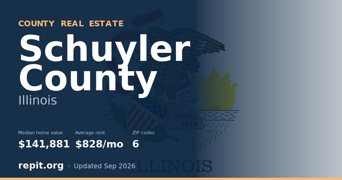 Schuyler County, IL real estate — median home value $141,881, average rent $828/mo