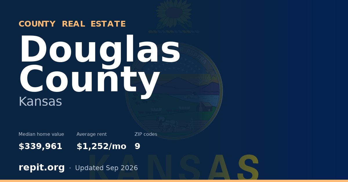 Douglas County, KS real estate — median home value $339,961, average rent $1,252/mo