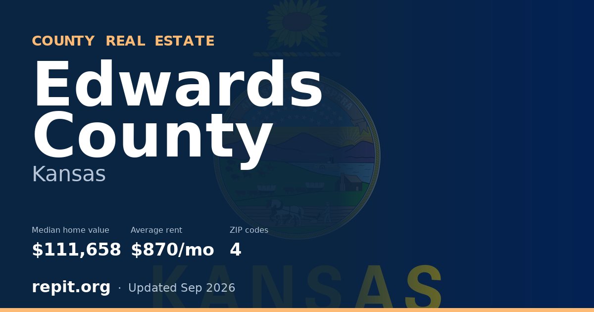Edwards County, KS real estate — median home value $111,658, average rent $870/mo