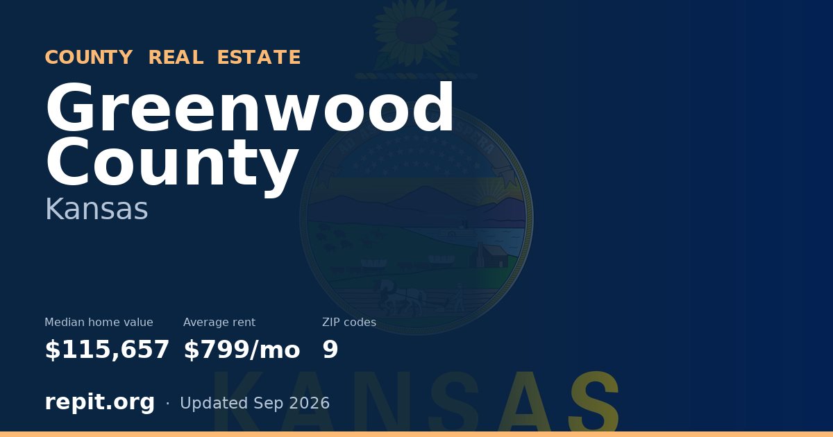 Greenwood County, KS real estate — median home value $115,657, average rent $799/mo