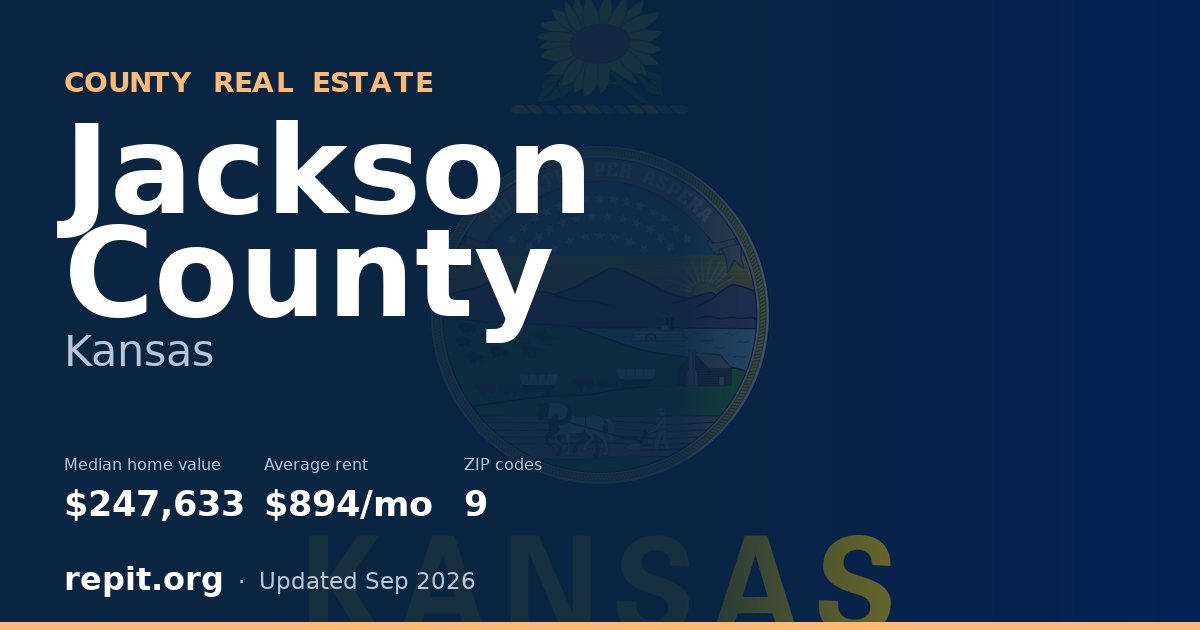 Jackson County, KS real estate — median home value $247,633, average rent $894/mo