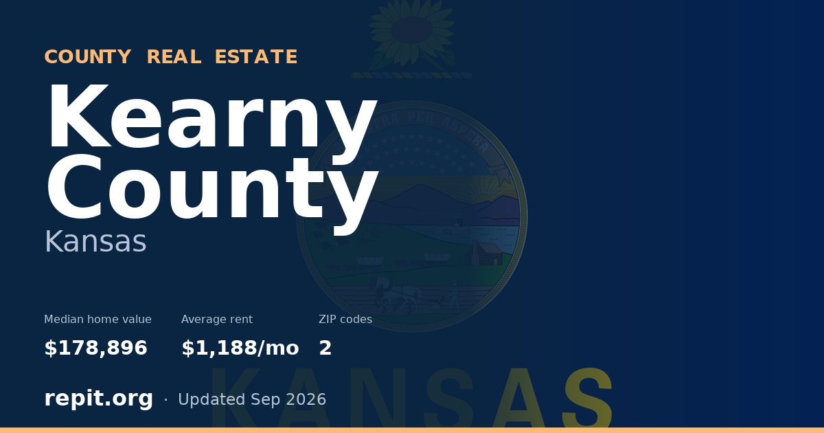 Kearny County, KS real estate — median home value $178,896, average rent $1,188/mo