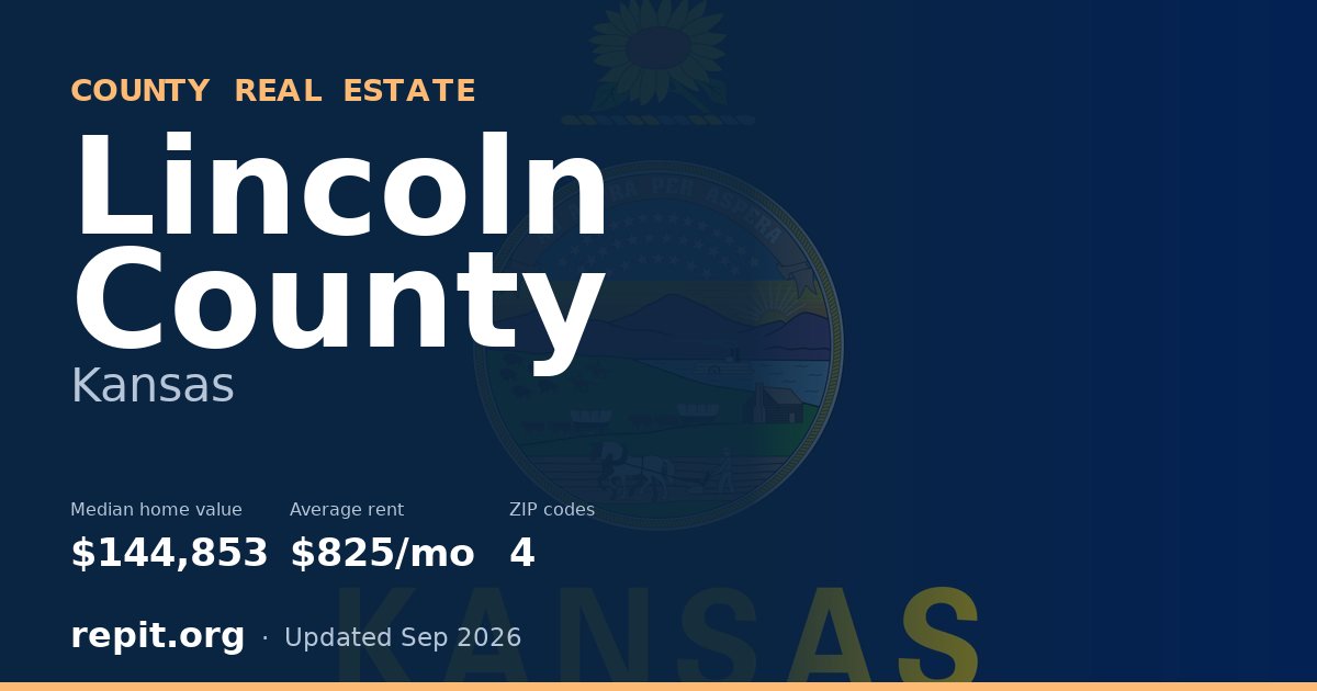 Lincoln County, KS real estate — median home value $144,853, average rent $825/mo