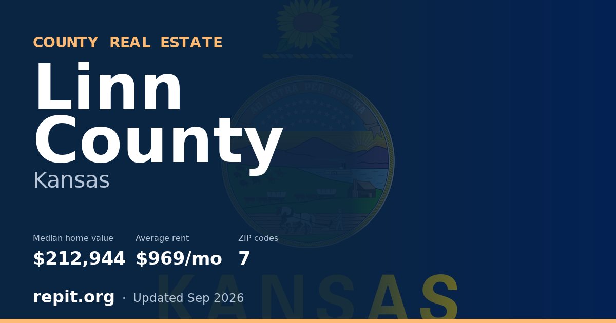 Linn County, KS real estate — median home value $212,944, average rent $969/mo