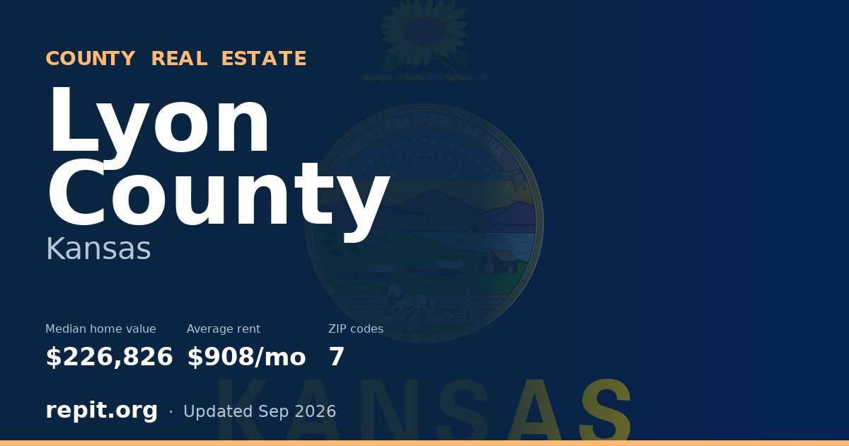 Lyon County, KS real estate — median home value $226,826, average rent $908/mo