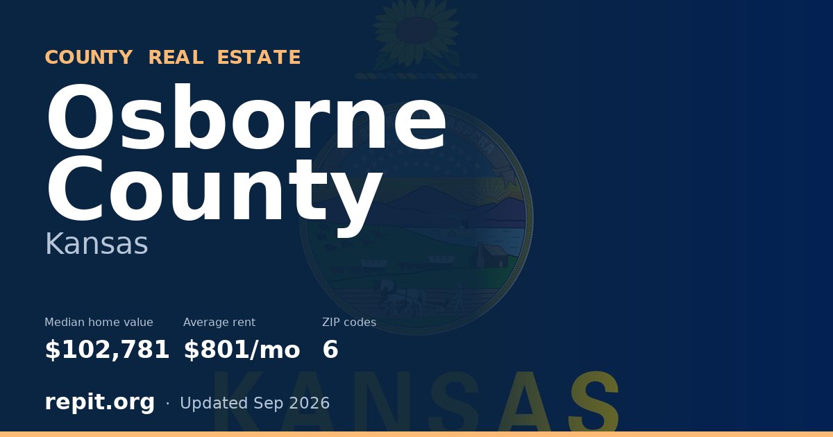 Osborne County, KS real estate — median home value $102,781, average rent $801/mo