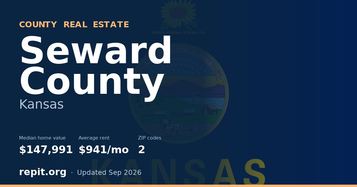 Seward County, KS real estate — median home value $147,991, average rent $941/mo