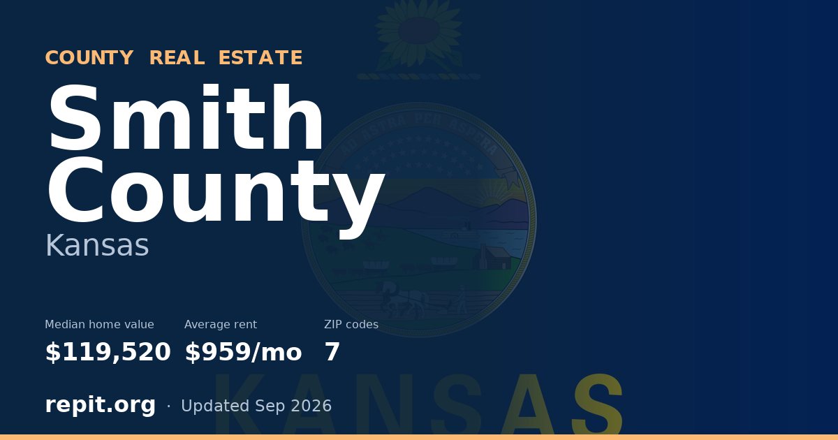 Smith County, KS real estate — median home value $119,520, average rent $959/mo