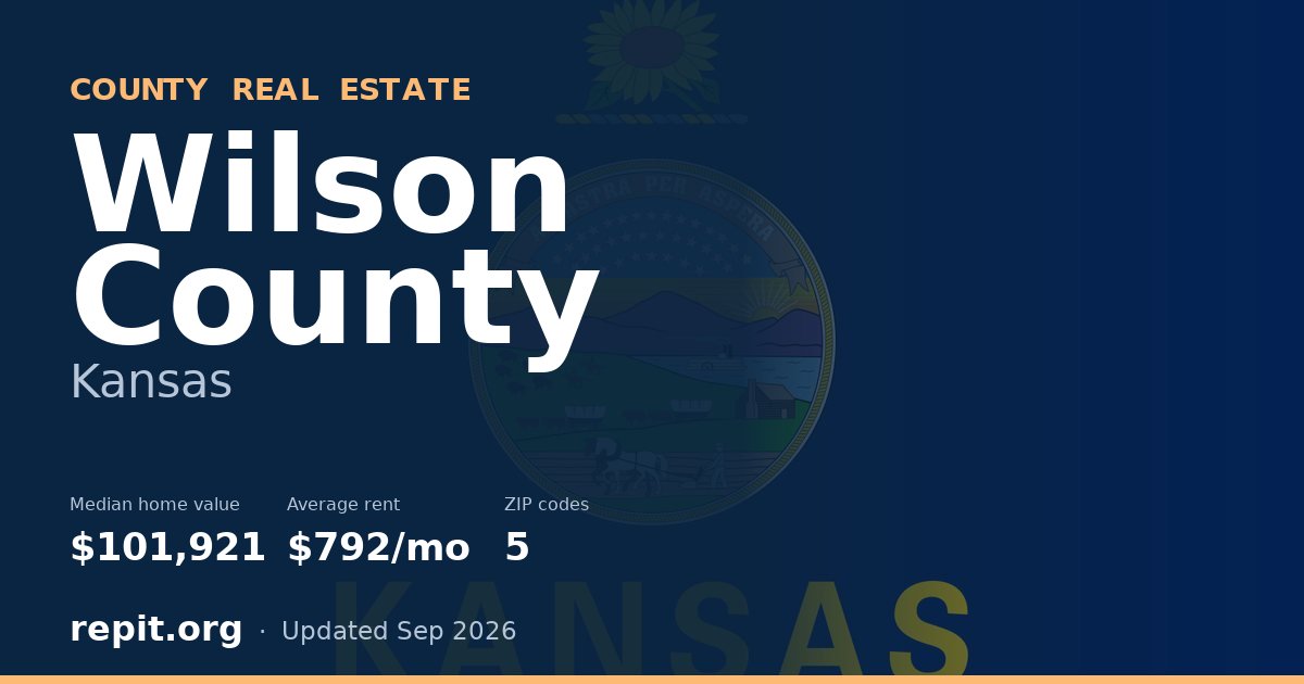 Wilson County, KS real estate — median home value $101,921, average rent $792/mo