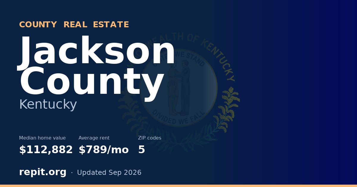 Jackson County, KY real estate — median home value $112,882, average rent $789/mo