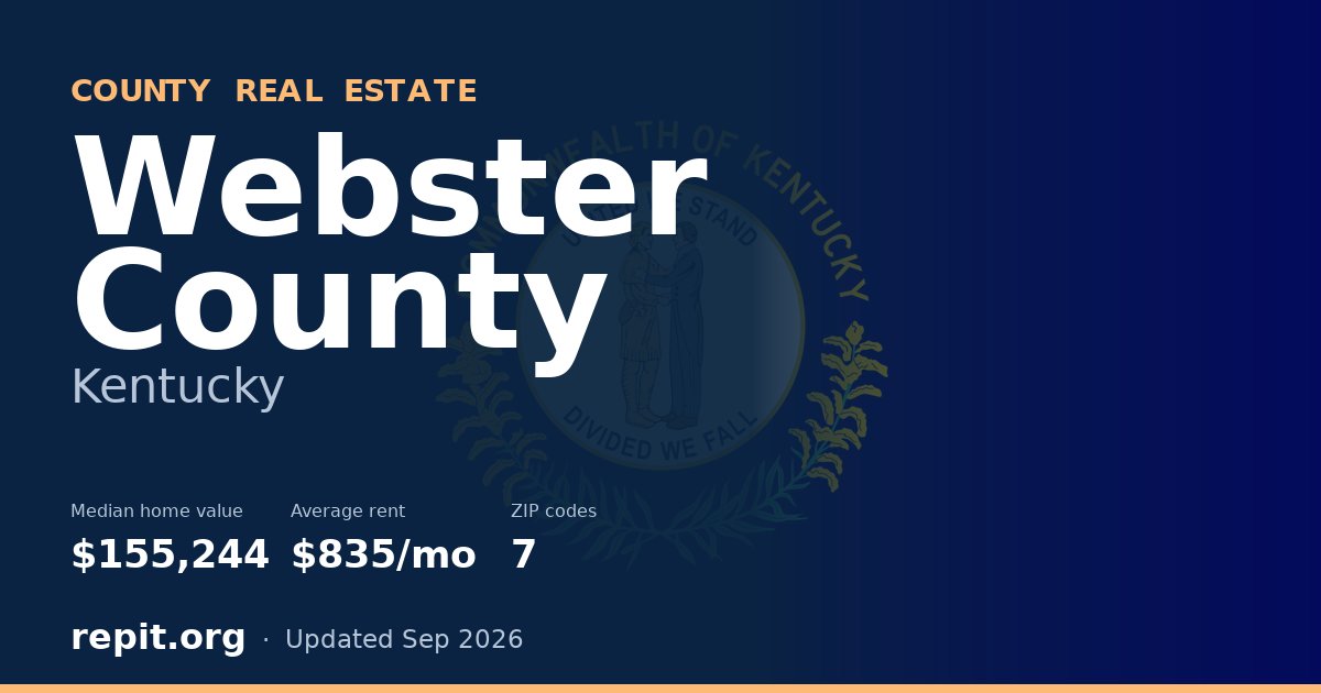 Webster County, KY real estate — median home value $155,244, average rent $835/mo