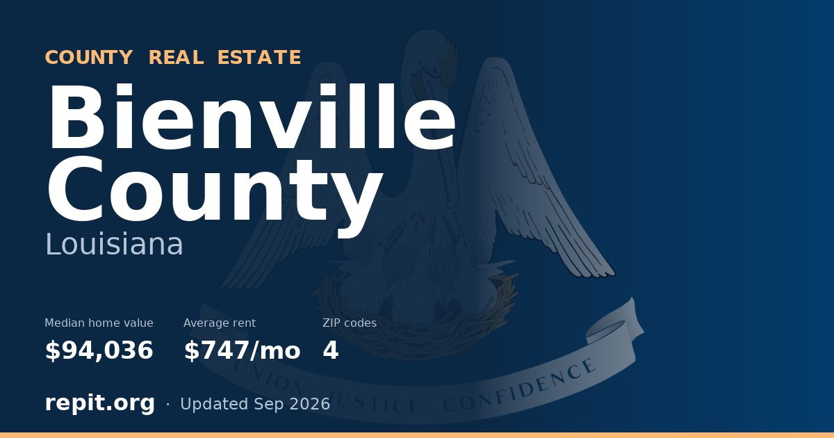 Bienville County, LA real estate — median home value $94,036, average rent $747/mo