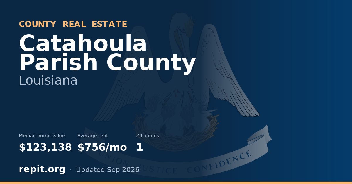 Catahoula Parish County, LA real estate — median home value $123,138, average rent $756/mo
