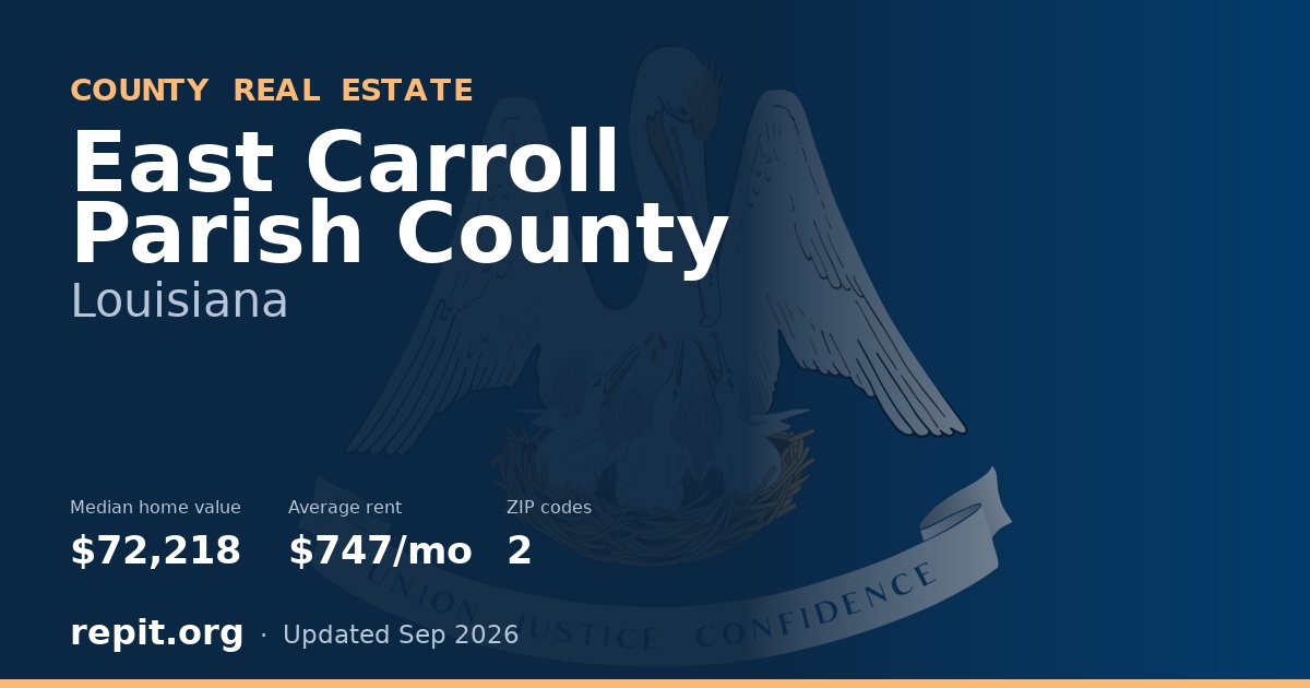 East Carroll Parish County, LA real estate — median home value $72,218, average rent $747/mo