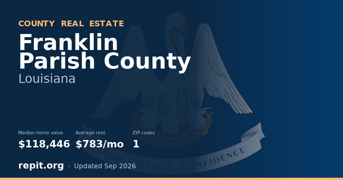 Franklin Parish County, LA real estate — median home value $118,446, average rent $783/mo