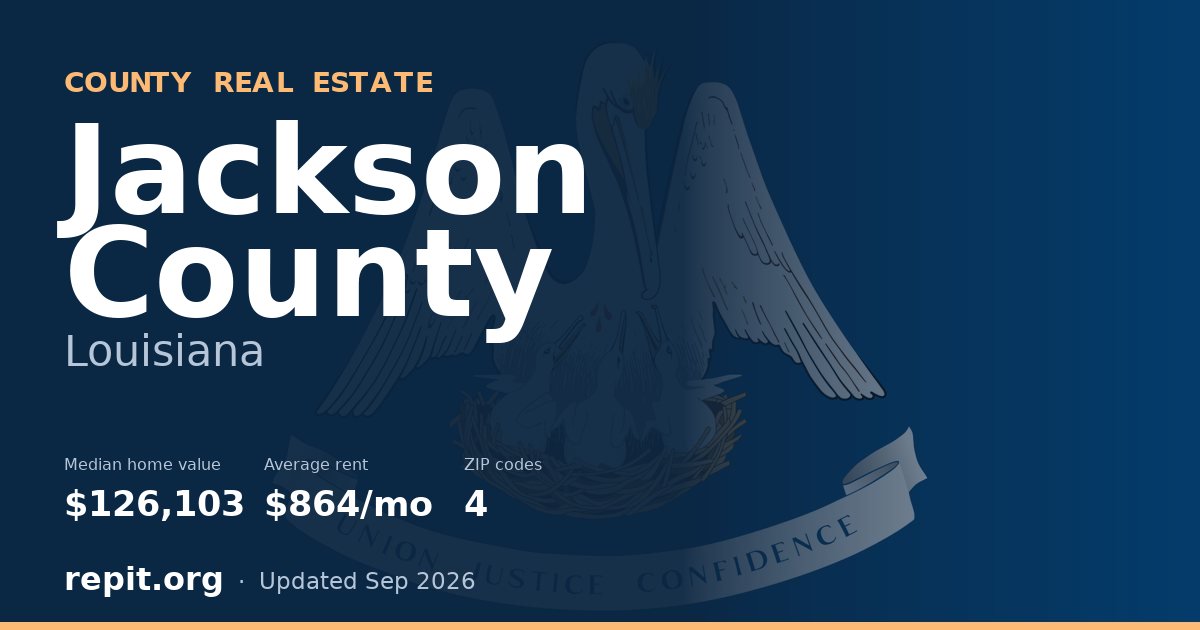 Jackson County, LA real estate — median home value $126,103, average rent $864/mo