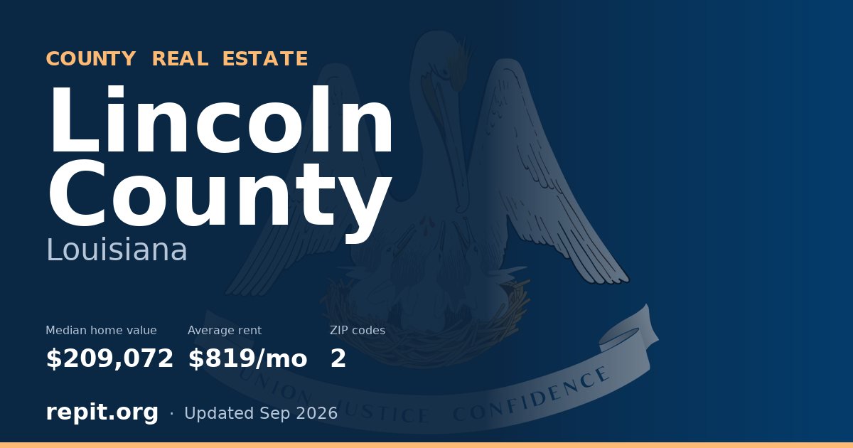 Lincoln County, LA real estate — median home value $209,072, average rent $819/mo