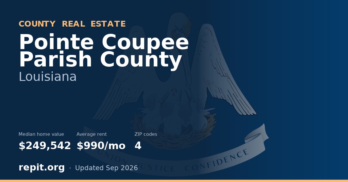Pointe Coupee Parish County, LA real estate — median home value $249,542, average rent $990/mo