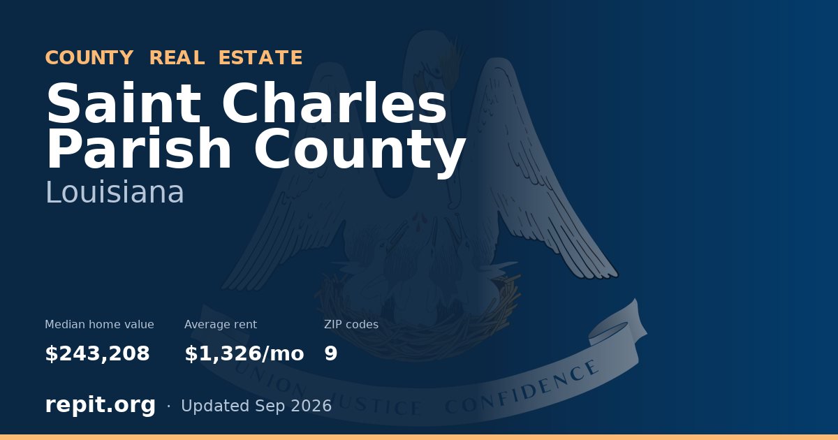 Saint Charles Parish County, LA real estate — median home value $243,208, average rent $1,326/mo