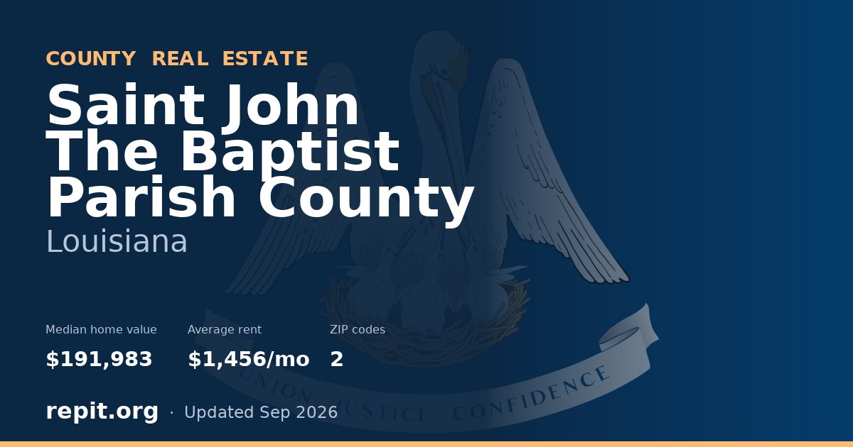 Saint John The Baptist Parish County, LA real estate — median home value $191,983, average rent $1,456/mo