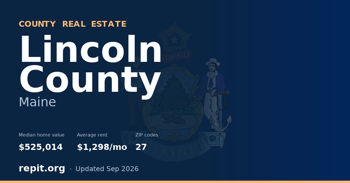 Lincoln County, ME real estate — median home value $525,014, average rent $1,298/mo